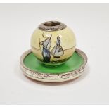 Royal Doulton silver-mounted match striker, of globular form, the silver rims hallmarked Birmingham,