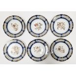 Six Limoges (Haviland) cabinet plates, late 19th century, printed green C.F.H./G.D.M., printed,