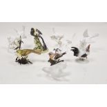 Staffordshire china white bird modelled by J T Jones and two others similar, Worcestershire