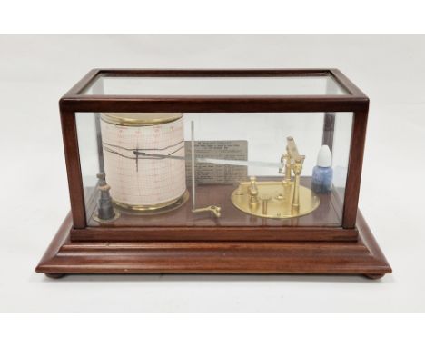 Short &amp; Mason mahogany and glass cased barograph made for A &amp; N.C.S Ltd Westminster, no. H14330, 37cm long together w