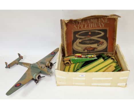 Louis Marx &amp; Co. LTD. Streamline Speedway boxed set together with Handley Page Hampden RAF WWII&nbsp; model aircraft