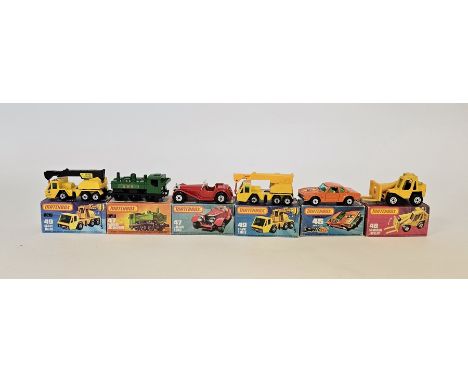 Six boxed Matchbox Superfast 75 series diecast model cars&nbsp;to include No.45 BMW 30 CSL, No.47 Jaguar SS100, No.47 Pannier