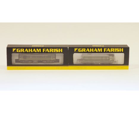 Two boxed Graham Farish by Bachmann N gauge locomotives&nbsp;to include 371-078 CLass 25/2 Diesel D7549 BR two tone green lat