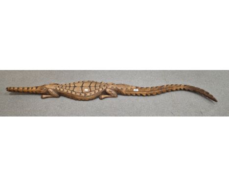 African carved hardwood model crocodile, 160 cm long