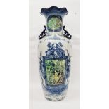 Large porcelain vase in the continental taste, having scalloped everted rim, shouldered and tapering