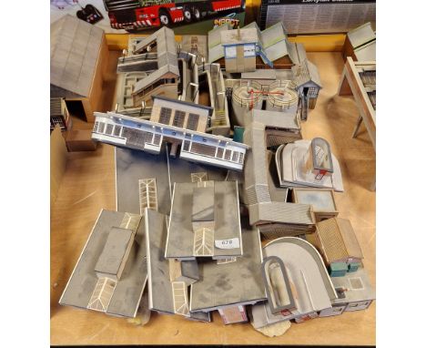 A quantity of Bachmann 00 gauge model railway equipment to include footbridges, buildings, traction servicing depot boxed and