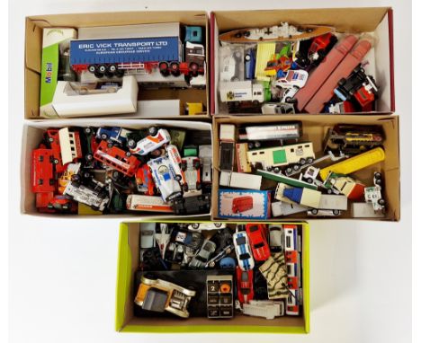 Large collection of loose playworn diecast vehicles including Mattel Hot Wheels, Matchbox, Oxford trucks, Matchbox Superfasts