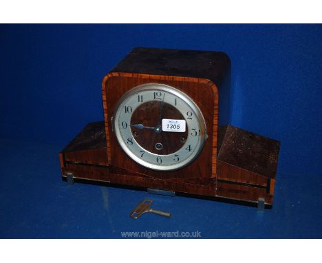 An Art Deco Westminster chiming Mantle Clock (foreign make) 9" tall x 15 1/4"