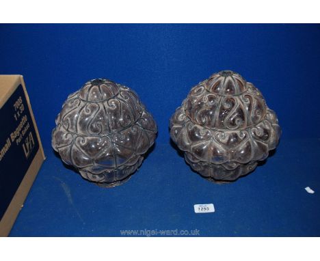 Two metal bound pink Lamp Shades