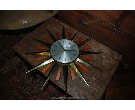 A Metamec vintage Wall Clock of Sunburst design