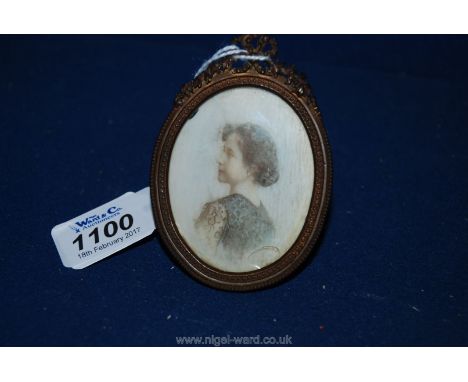 A 19th c. Portrait Miniature of a Lady, on Ivory