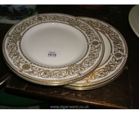 Six Royal Worcester ''Hyde Park'' pattern Dinner Plates