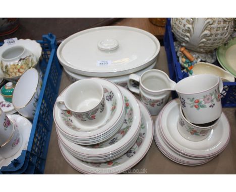 A quantity of Wedgwood 'Roseberry' pattern items including cups, saucers, bowls, plates and a casserole dish, etc