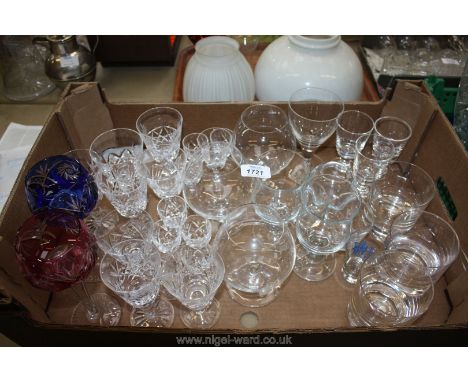 A large quantity of glasses to include wine glasses, brandy glasses, tumblers, etc