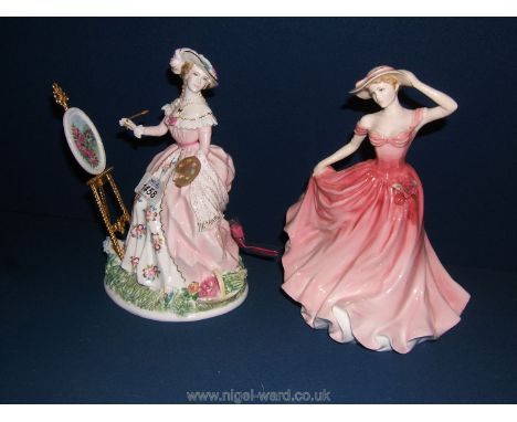 A Royal Worcester figure 'Painting' (a/f) and a Royal Doulton figure 'Ellen'