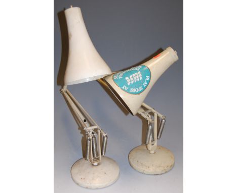 A cream painted Herbert Terry angle poise desk lamp, together with one other similar (2)