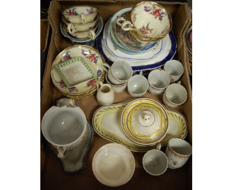*A box of 19th century and later china to include Jackson & Gosling Ltd, Grosvenor bone china part tea service