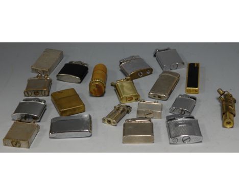 A collection of assorted pocket cigarette lighters, to include; Parker Beacon, Parker The Roller Beacon, WWI style brass exam