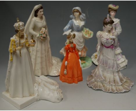 A collection of modern porcelain figurines, to include; Coalport, Wedgwood, Royal Worcester etc (27)