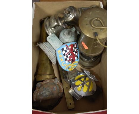 A collection of various items to include E Thomas & Williams Ltd brass miner's safety lamp, British Automobile Racing Club ca