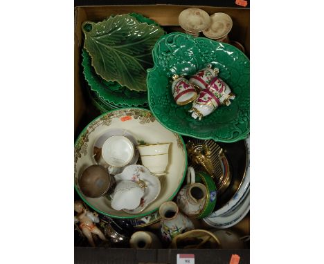 A box of miscellaneous items to include 19th century Chinese sparrowbeak jug, enamel decorated with various figures, Victoria