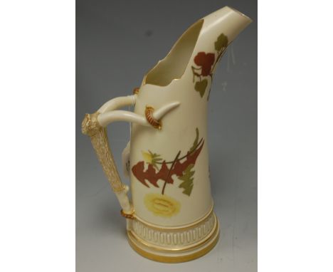 A Royal Worcester ivoryware tusk jug, shape No.1116, green mark
