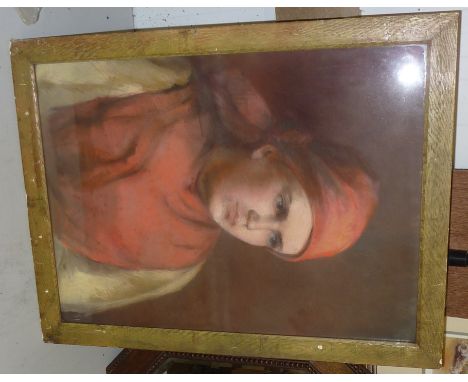 Framed pastel portrait