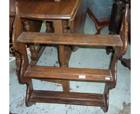 Stained pine three tier wall shelf 