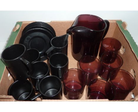 Portmeirion style coffee set and amethyst glass water set