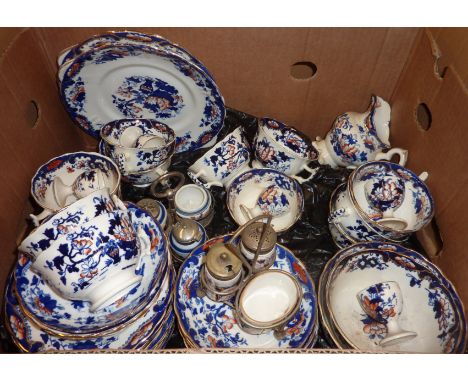 Victorian Gaudy Welsh style tea set comprising sandwich plates, tea plates, cups, saucers etc.