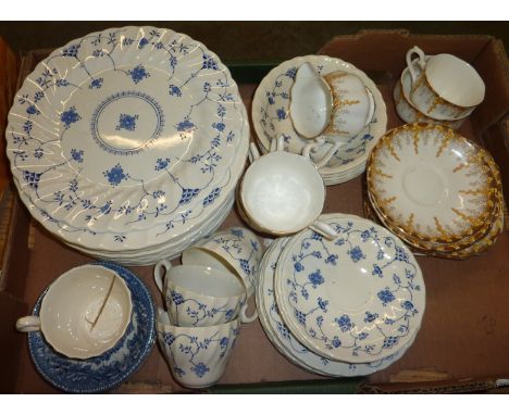 Selection of Myott 'Finlandia' comprising dinner plates, bowls, tea plates, cups, saucers and part Royal Albert tea set