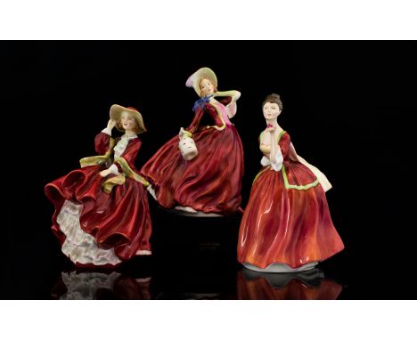 Royal Doulton Collection of Hand Painted Ceramic Figurines ( 3 ) 1/ Top o' the Hill, HN1834, Designer L. Harradine. Height 7 