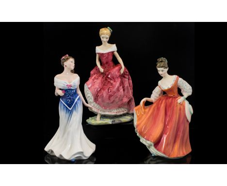 Royal Doulton Hand Painted Ceramic Figures ( 3 ) In Total. Comprises 1/ Summer Day, HN3378, Designer T. Potts. Issued 1991 - 