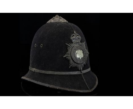 Police Interest Warrington Borough Police Helmet Early 20th Century Felt helmet with original leather lining. Good condition,