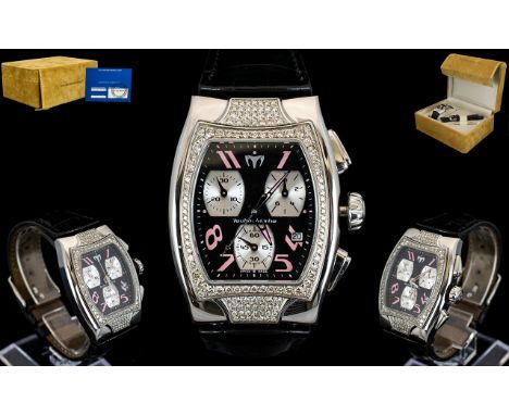 Technomarine Geneve Technosquare 3 Hands Diamond Set Watch Complete with box, papers, card slipcase and  stamped authenticity