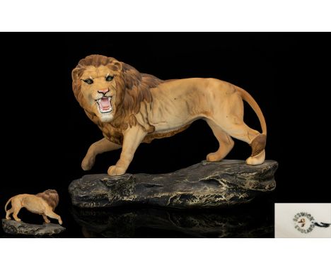 Beswick - Large and Impressive Wild Animal Figure ' Connoisseur Series ' Lion on a Rock - Standing. Model No 2554A, Designer 
