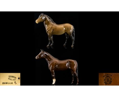 Beswick Horse Figures ( 2 ) In Total. Comprises 1/ Exmoor Pony ' Heather man ' Model No 1645, Designer A. Gredington. Issued 