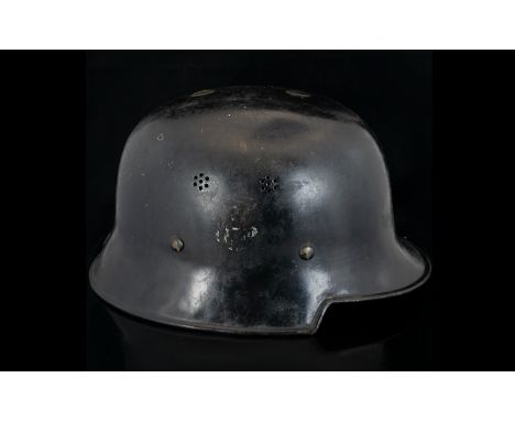 WWII Interest German Deutsche Feuerwehr - Fire Protection Helmet Of typical form complete with original leather liner. SS Run