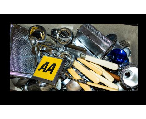A Small Collection Of Oddments To include AA badge, condiments set, flatware, trinket box etc. 