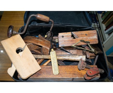 A Mixed Collection Of Antique And Vintage Hand Tools Varying condition, to include several planes, squares, shoulder planes, 