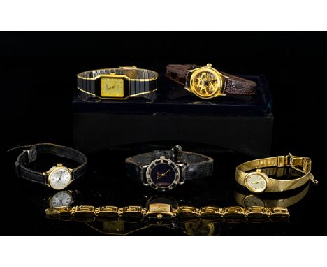 A Collection Of Vintage Fashion Watches Six items in total, varying condition, to include Accurist cocktail watch with Greek 