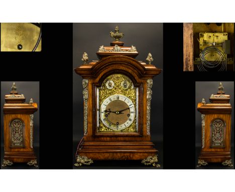 German - 19th Century M.S.M Large and Impressive Walnut Cased Bracket Clock of Majestic Architectural Form with 1/4, Half &am