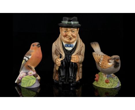 Royal Doulton 'Winston Churchill' Toby Jug in excellent condition, stands 5.5" high, seated figure of the Prime Minister in b