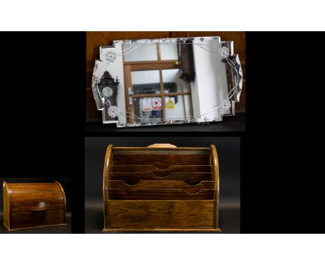 Early 20th Century Stationery Rack Roller top letter rack of large proportions with four internal dividers/apertures for stor