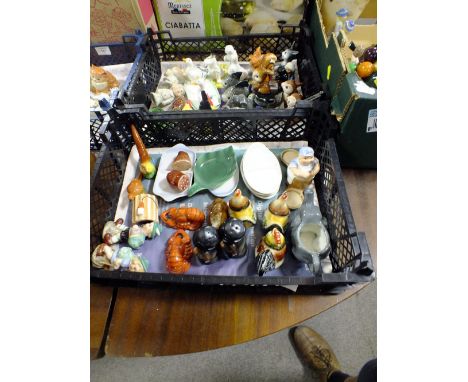 TWO SMALL TRAYS GOEBEL,ANIMAL SHAPED CRUETS AND PEPPERETTES ETC