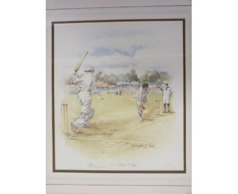 DOUGLAS E WEST - A LIMITED EDITION FINE ART PRINT DEPICTING FREDDIE TRUMAN - SIGNED BY BOTH - 41 X 35 CM , A LARGE FRAMED AND