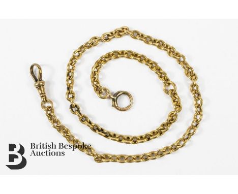 18ct gold fob chain, approx 42 cms in length, approx 34.6 gms.&nbsp;
