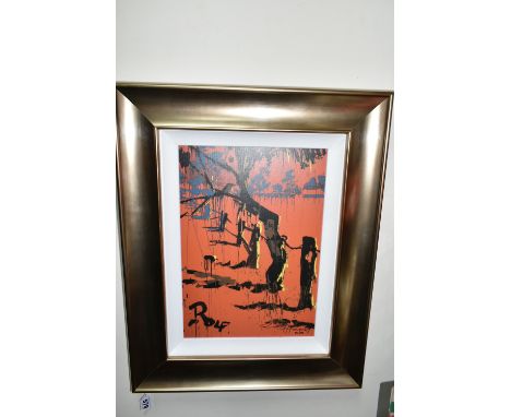 ROLF HARRIS (AUSTRALIA 1930-2023) 'KOOKABURRA AT DUSK', a signed limited edition print on canvas board, depicting an Australi