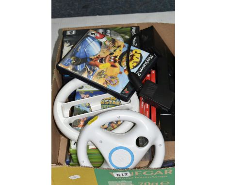 A BOX OF VIDEO GAMES AND VIDEO GAME ACCESSORIES, includes a Switch Dock (unused), Pokémon Brilliant Diamond (Switch), Klonoa 