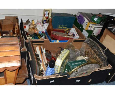 SIX BOXES AND LOOSE TOYS, ACCESSORIES AND SUNDRY ITEMS, to include an Ogden's 'Impi' Twist tobacco tin, a wooden model of a R